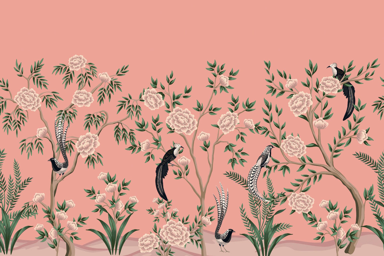 Mural de tapet floral chinoiserie vintage chinoiserie