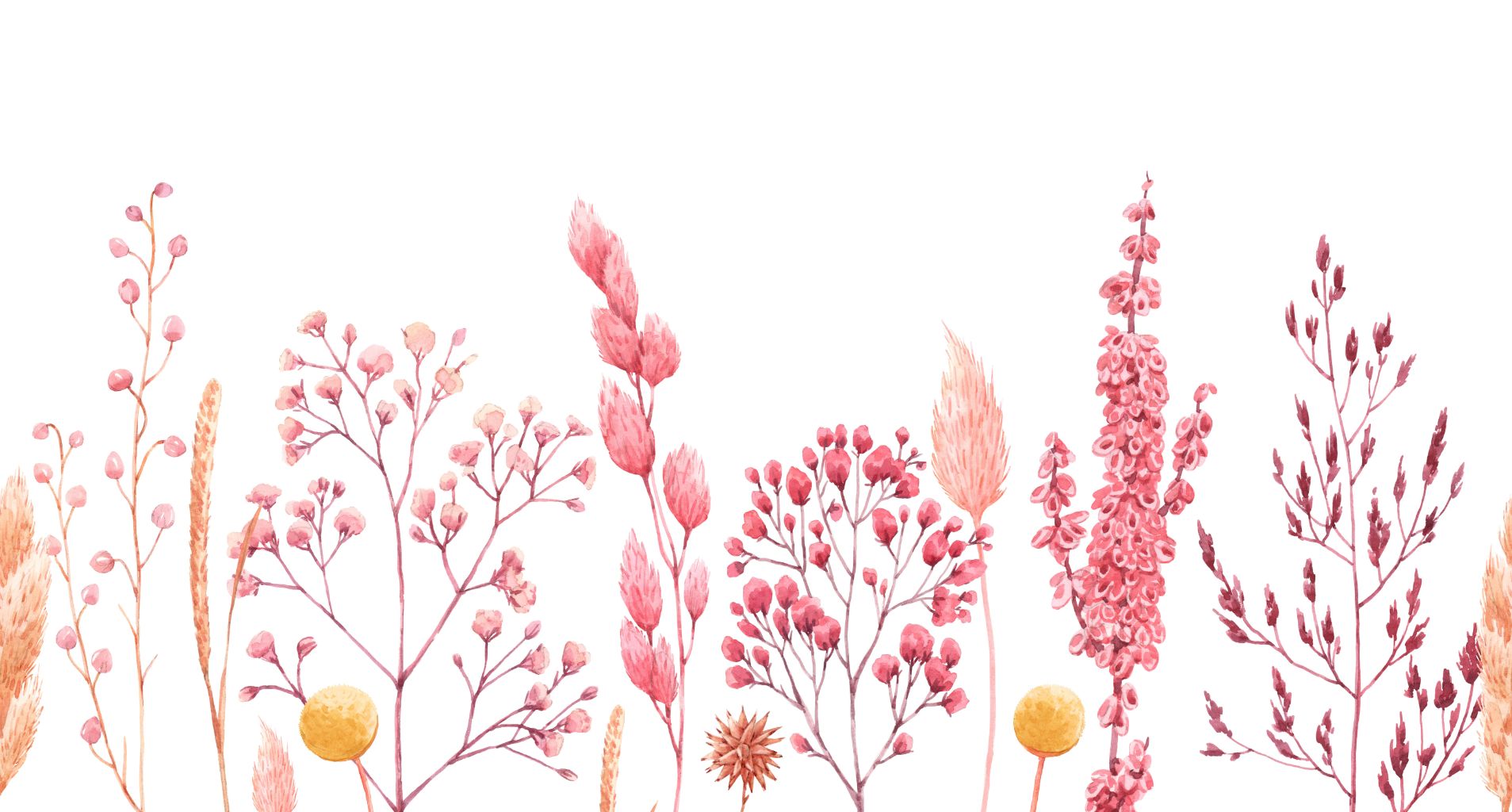 Orecchie ad acquerello di fiori secchi murales