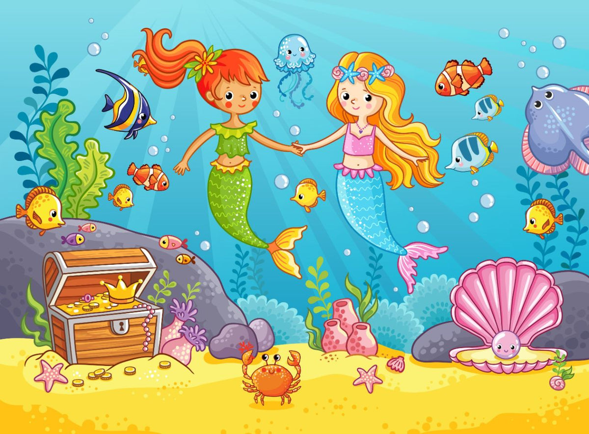 人魚のガールフレンドの壁紙の壁画 in your room — zoomed