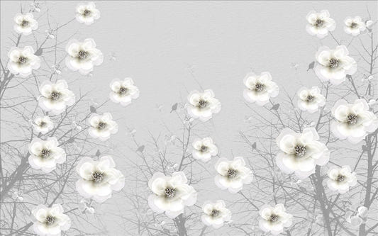 Grå 3D blommor tapeter väggmålningar
