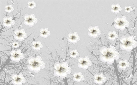 Grå 3D blommor tapeter väggmålningar