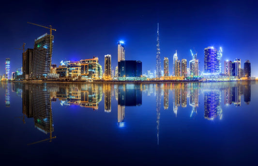 Panoramic Dubai in Night Wallpaper Murals