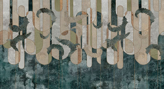 Géométrie peint de papier peint en béton vert