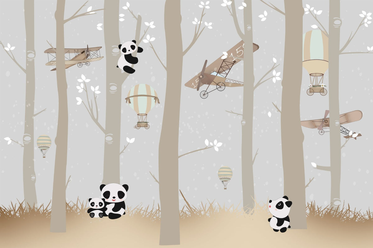 Cute Pandas Playing in the Forest Wallpaper