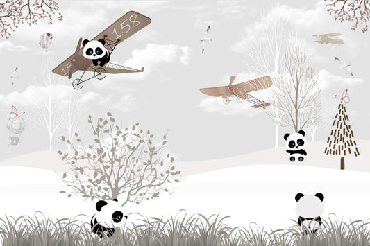 Pandas Wallpaper -Wandgemälde spielen