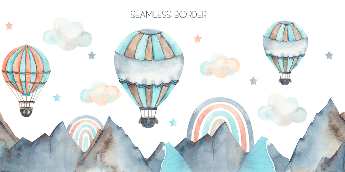 Watercolor Hot Air cWallpaper in your room