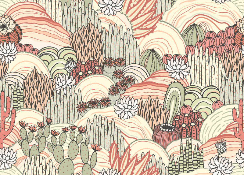 マルチカラーサボテンと多肉植物の壁紙壁画 in your room — zoomed