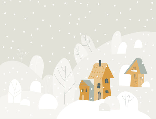 Caricature d'hiver cottages peint peint mural
