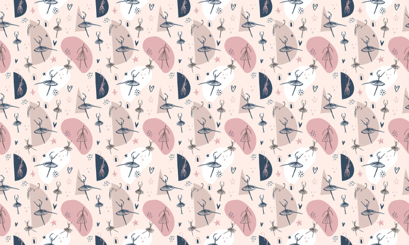 Dancing Girl Ballerina Repeat Pattern Wallpaper