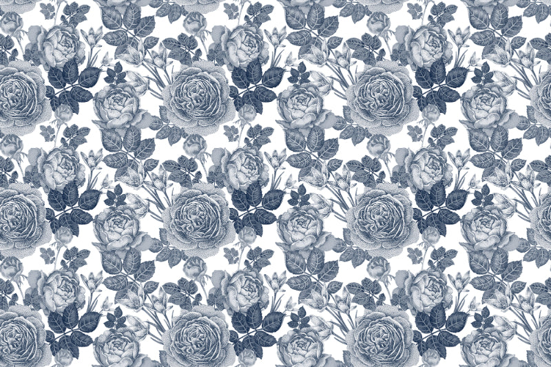 Blå blomster tapet - midnat blomst in your room — zoomed