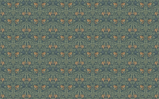 Grüne Farbe Retro Vintage Flowers Tapete
