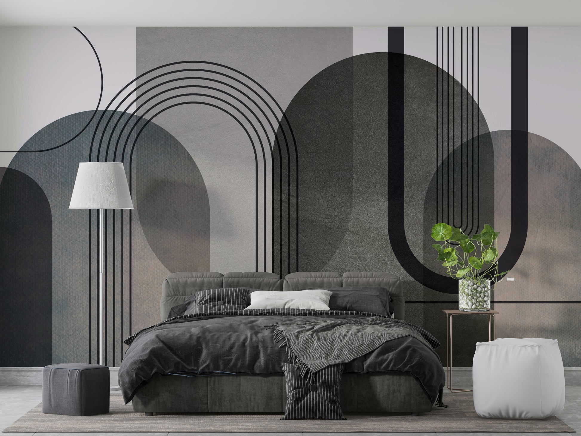 Modern abstract wall design with arches

