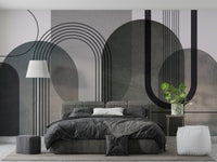 Modern abstract wall design with arches

