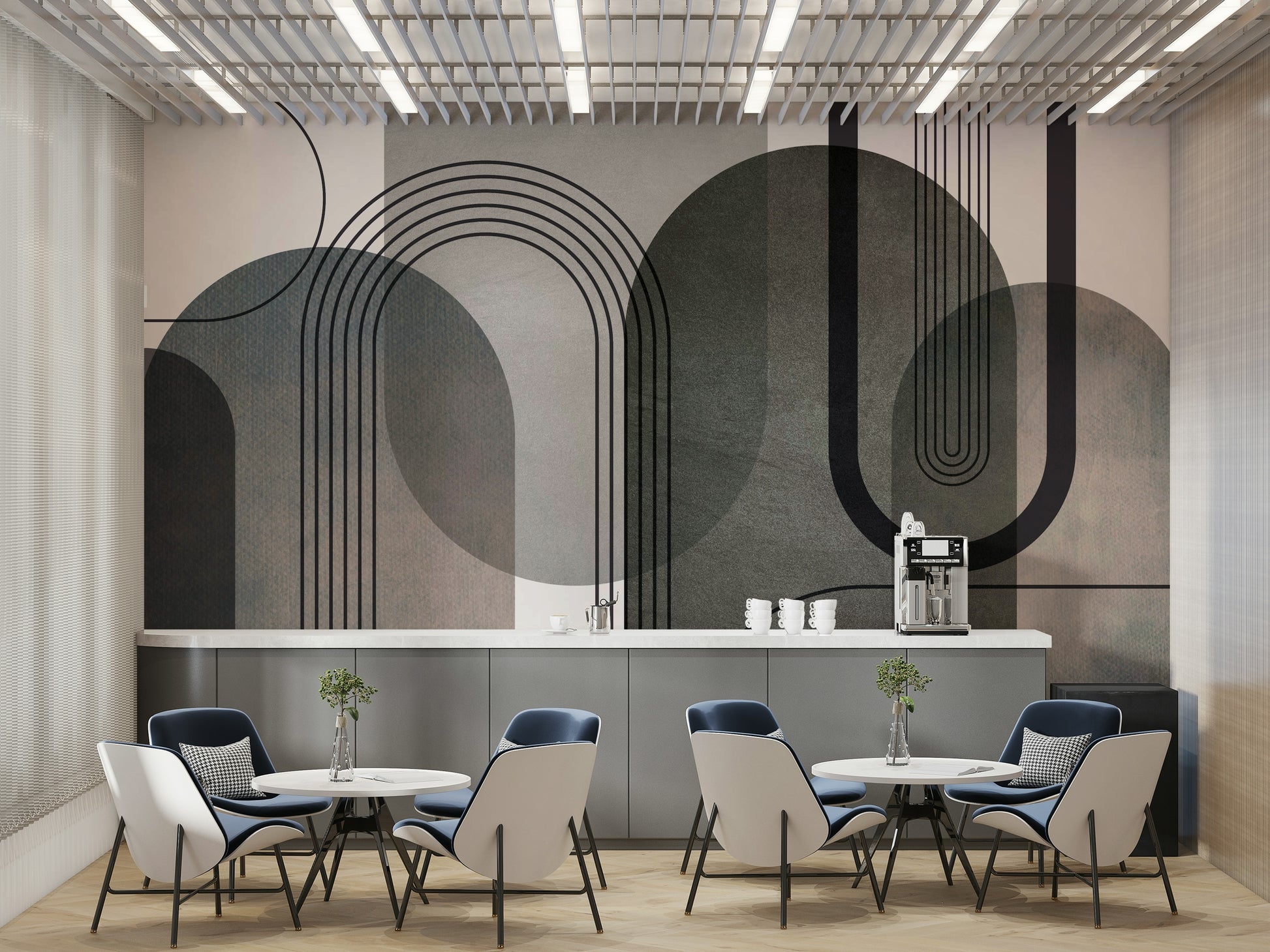 Soft tone arch pattern wall mural

