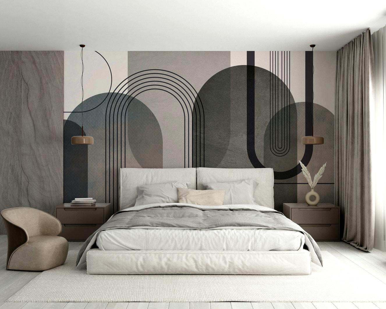 Muted abstract arches wallpaper for walls

