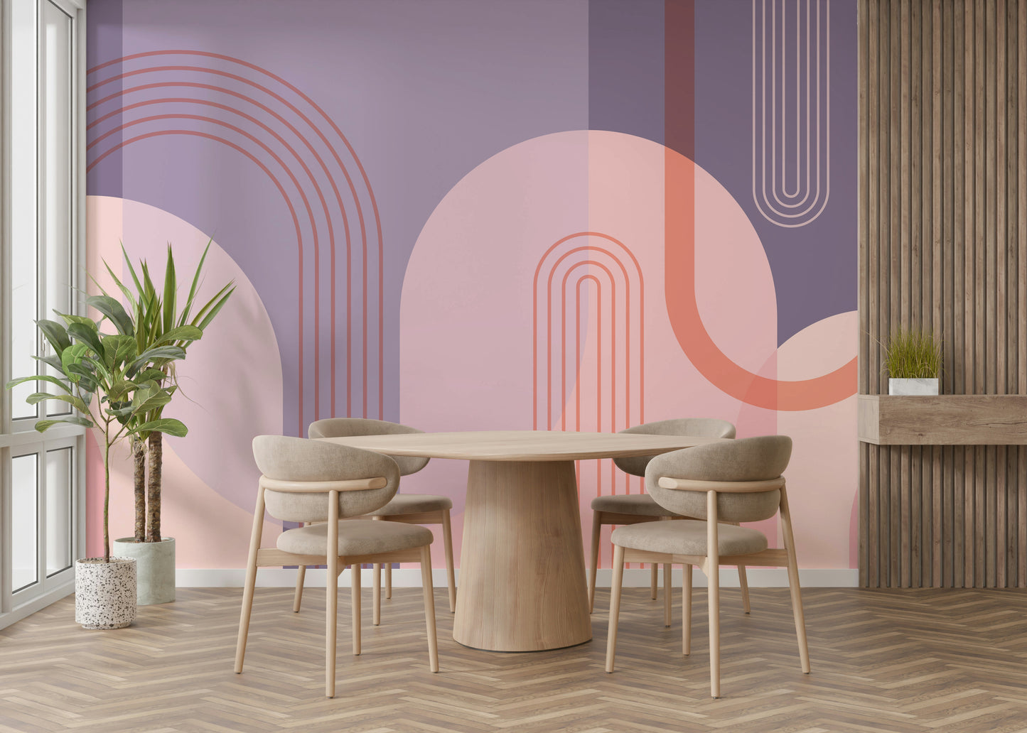 Pastel arches wall mural in soft tones


