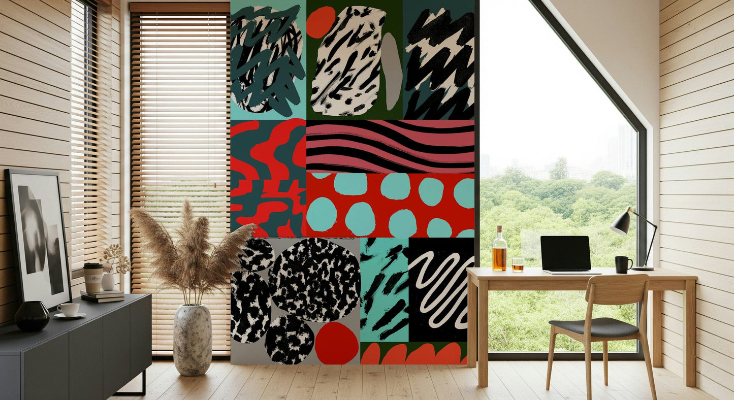 A beautiful modern art wall mural for a living room.

