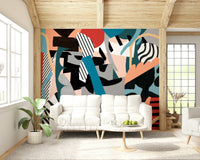 An artistic minimalist shape mural for home decor.

