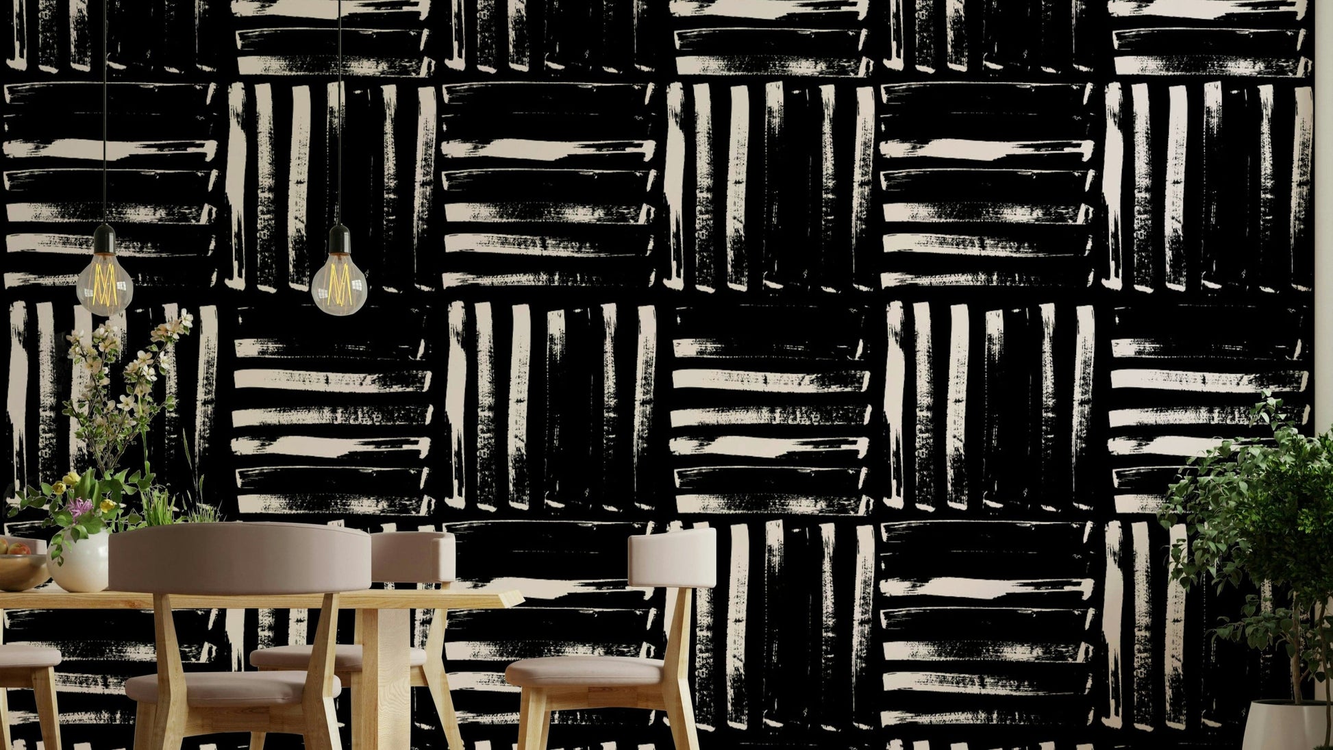 The mural is created for an entire wall, providing a unique backdrop.
