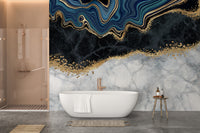 Blue Agate Golden Veins Marble Wallpaper Murals - Giffywalls
