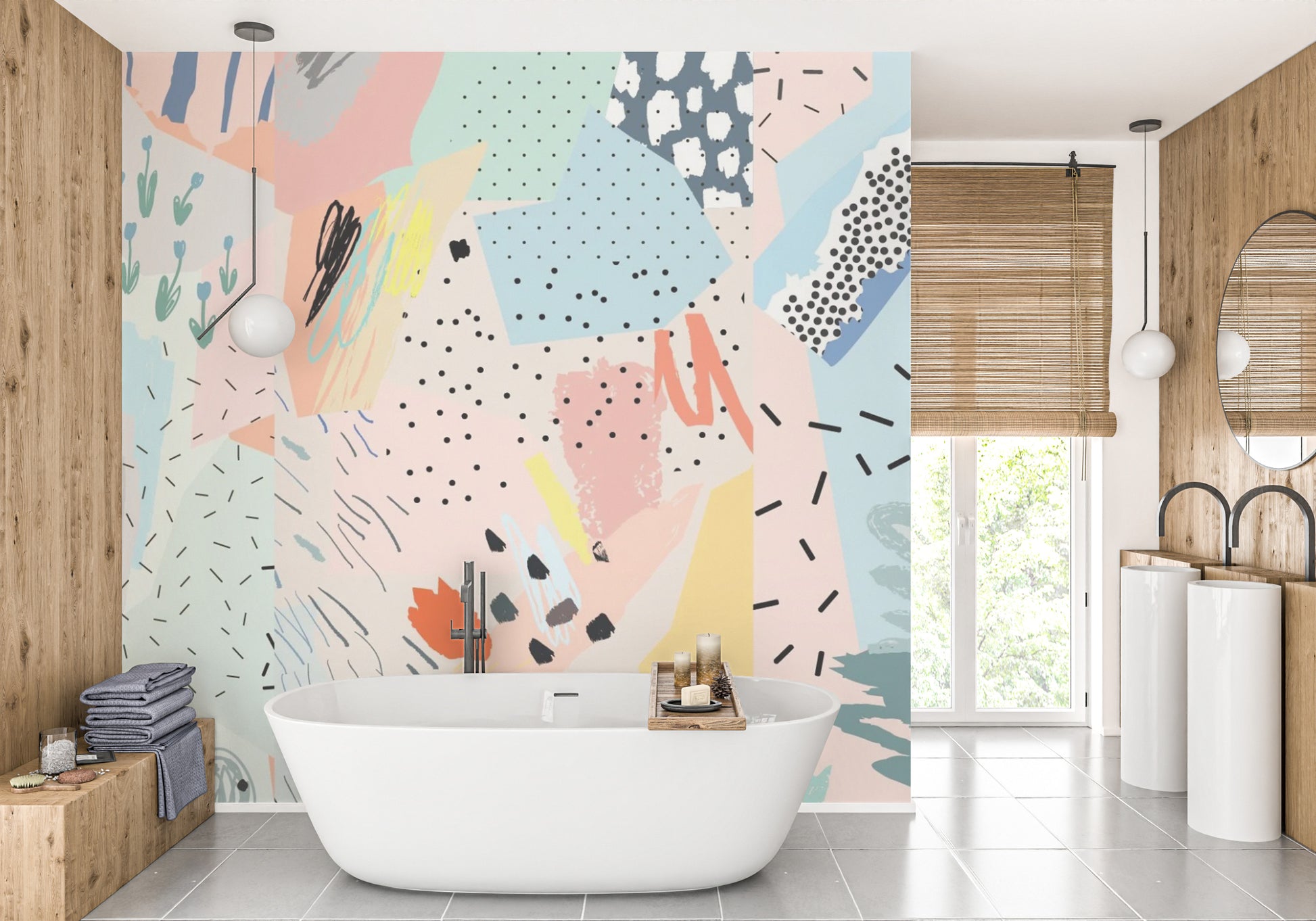Modern abstract paint strokes wall mural
