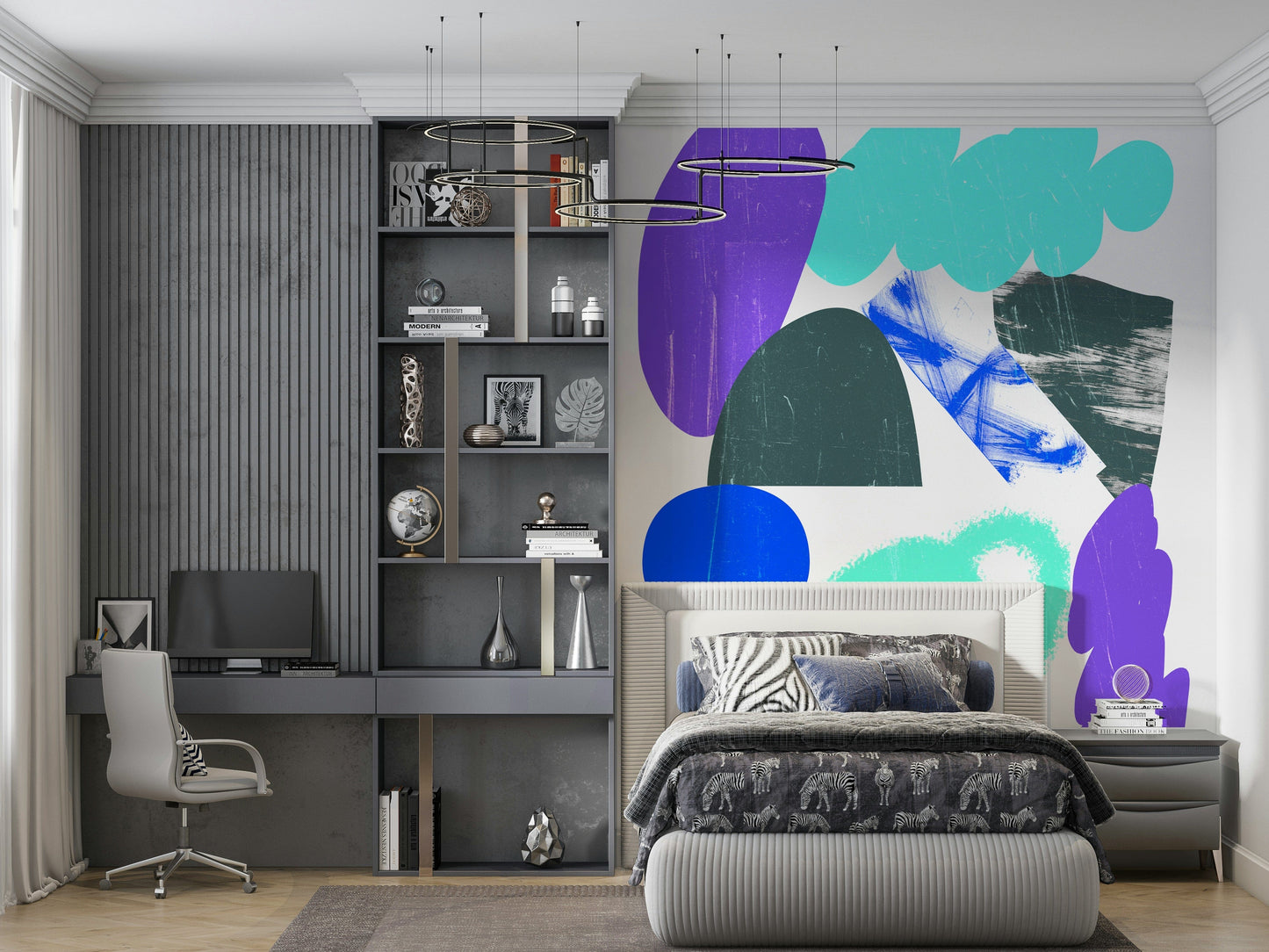 Dreamy Cloudscape Wall Mural – Decorative mural with fluffy clouds creating a serene and airy atmosphere.