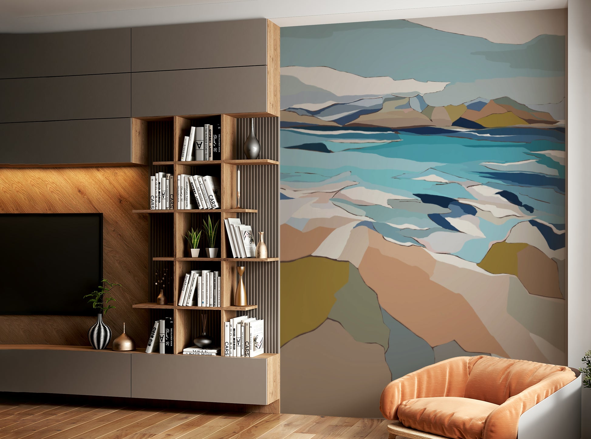 Soft blue and sand wallpaper

