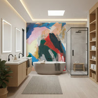 An artistic minimalist form mural for home decor.