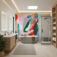 An artistic minimalist form mural for home decor.