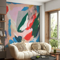 A beautiful modern art wall mural of delicate lines.