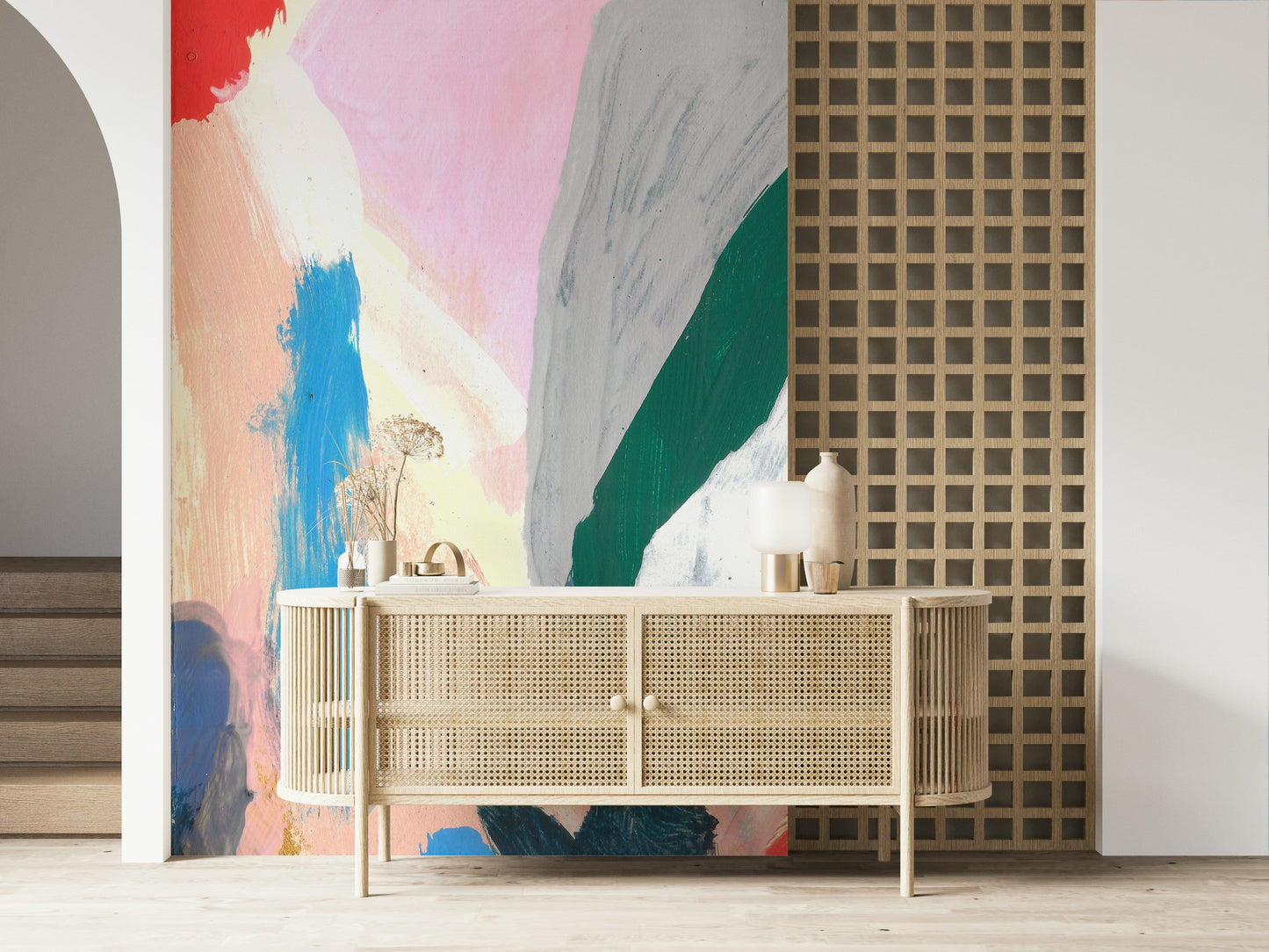 A contemplative gentle design wallpaper mural for a feature wall.