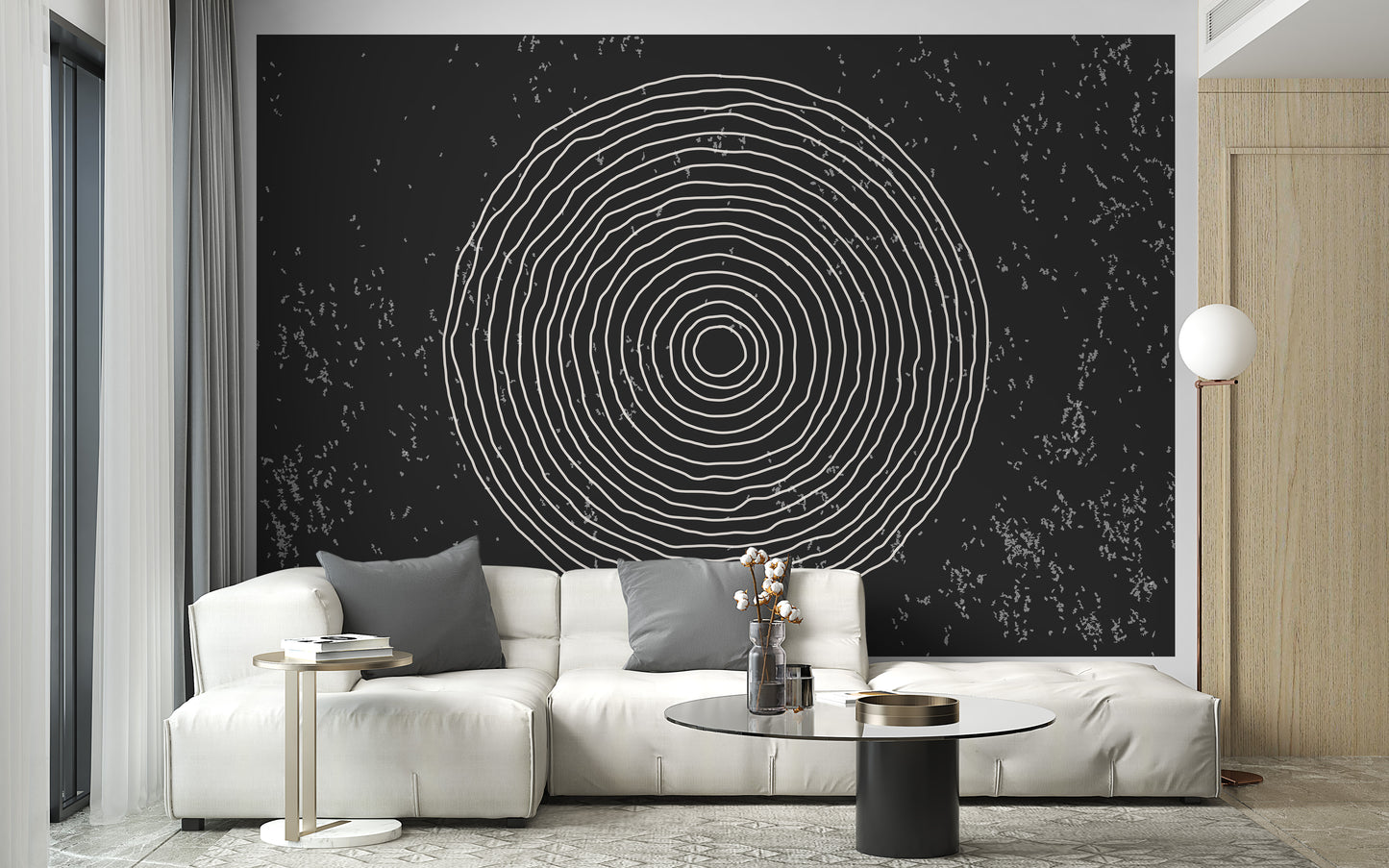 Black & White Concentric Circles Wallpaper Mural - Giffywalls