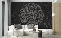 Black & White Concentric Circles Wallpaper Mural - Giffywalls