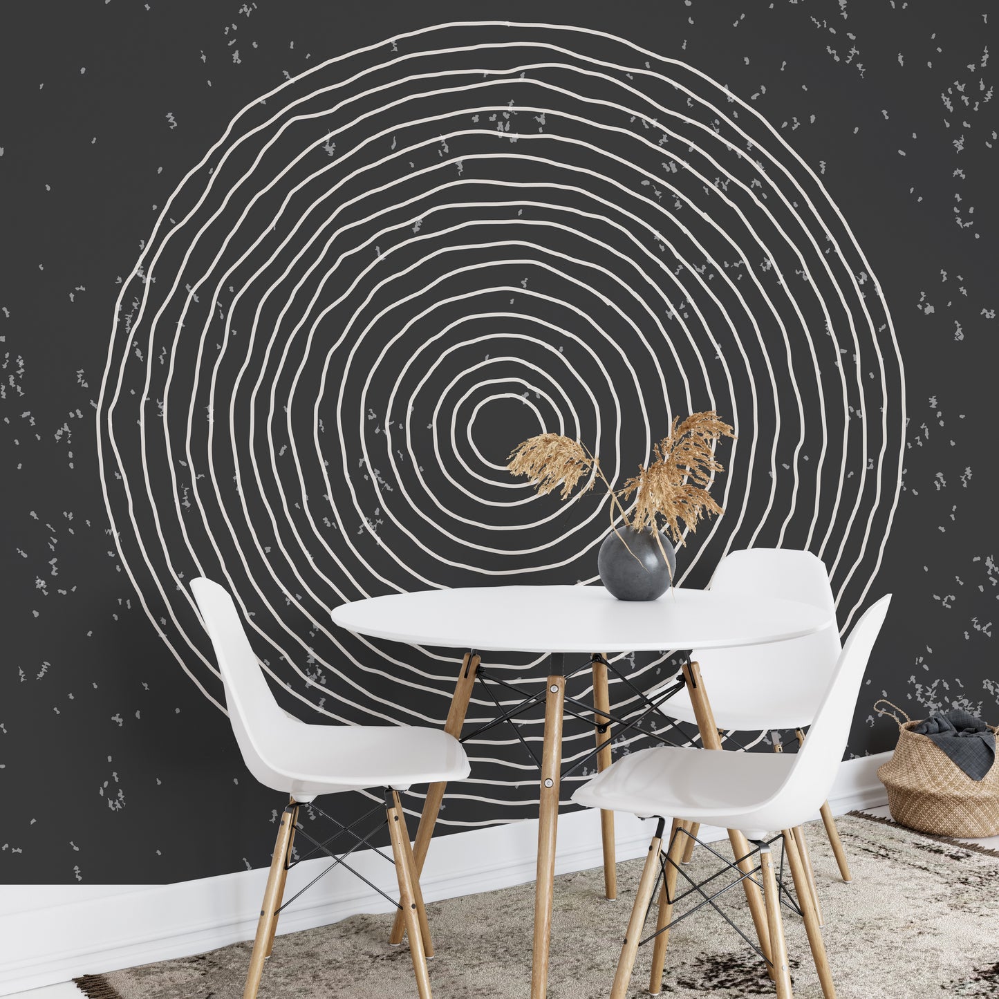 Black & White Concentric Circles Wallpaper Mural - Giffywalls
