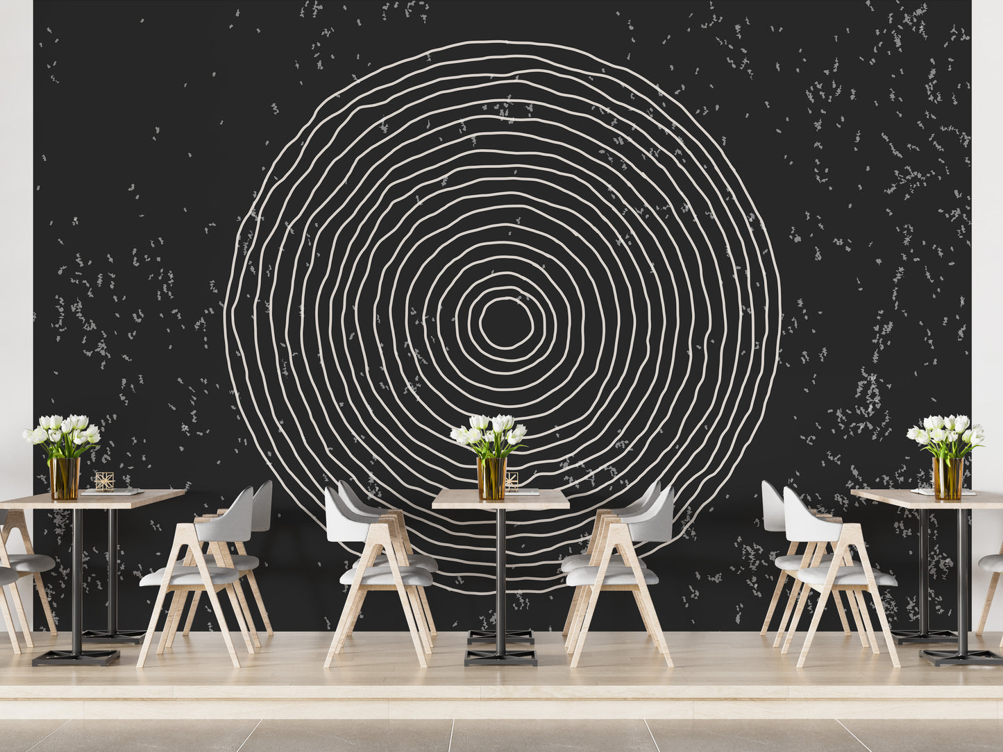 Black & White Concentric Circles Wallpaper Mural