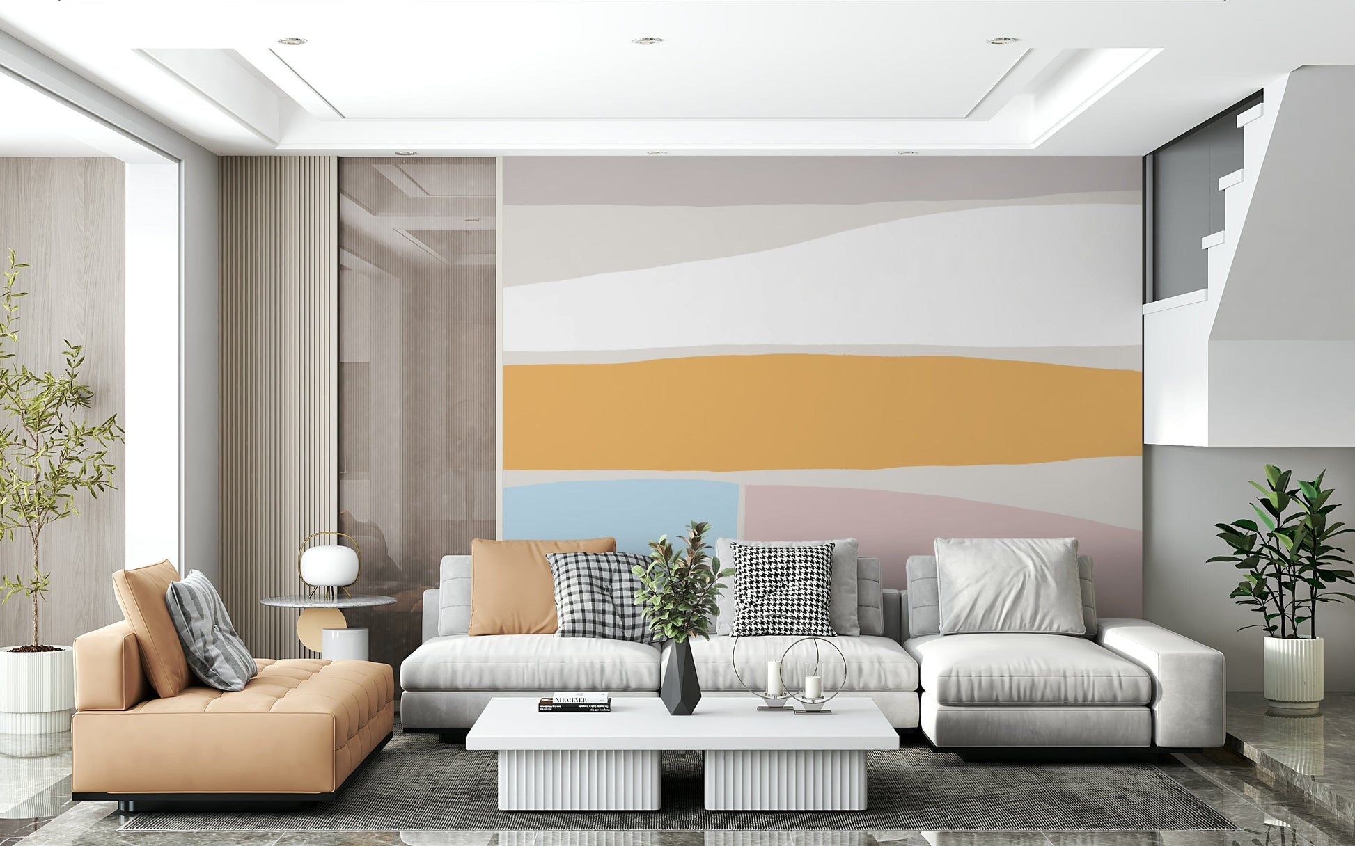 A beautiful abstract earthscape wallpaper mural in warm, natural tones.