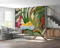 Expressive brushwork marks the Abstract Eden Botanical still life lemons Wall Mural.