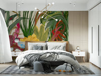 A bowl of yellow fruit highlights this Abstract Eden Botanical wall mural.
