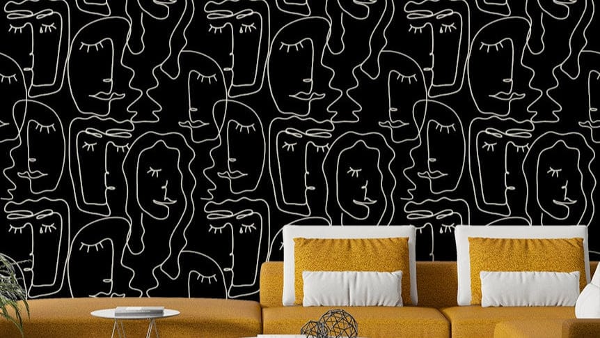 The colors are subtle and minimalist, like black on a white or neutral background.
