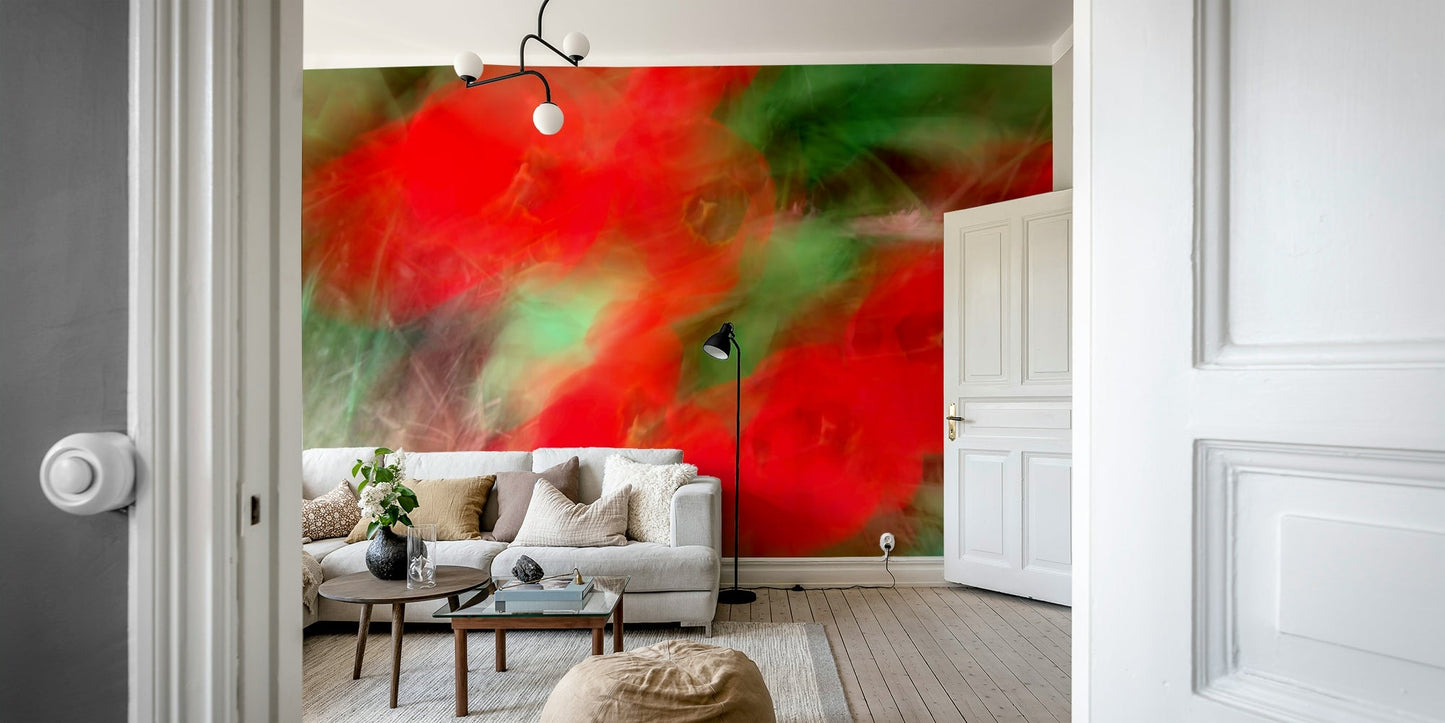 Painterly flower and foliage mural
