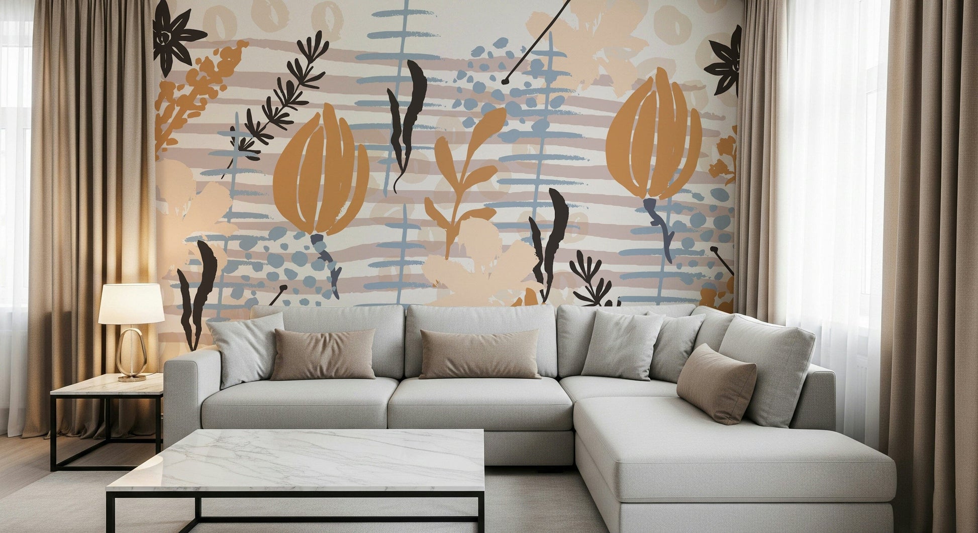 A serene watercolor flower wall mural for your decor.

