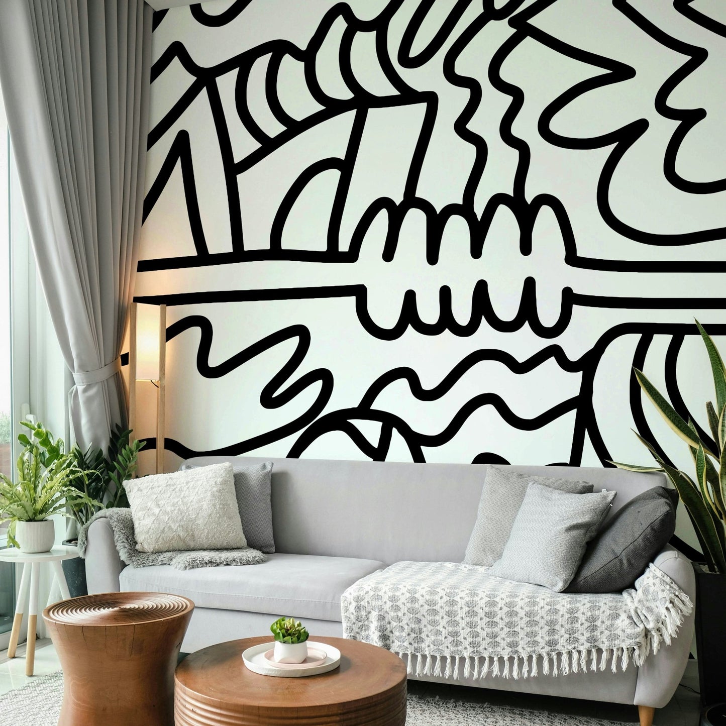 Creative mural for walls with artistic fluid pattern

