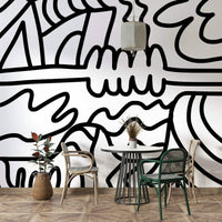 Neutral-toned flowing mural ideal for modern room settings

