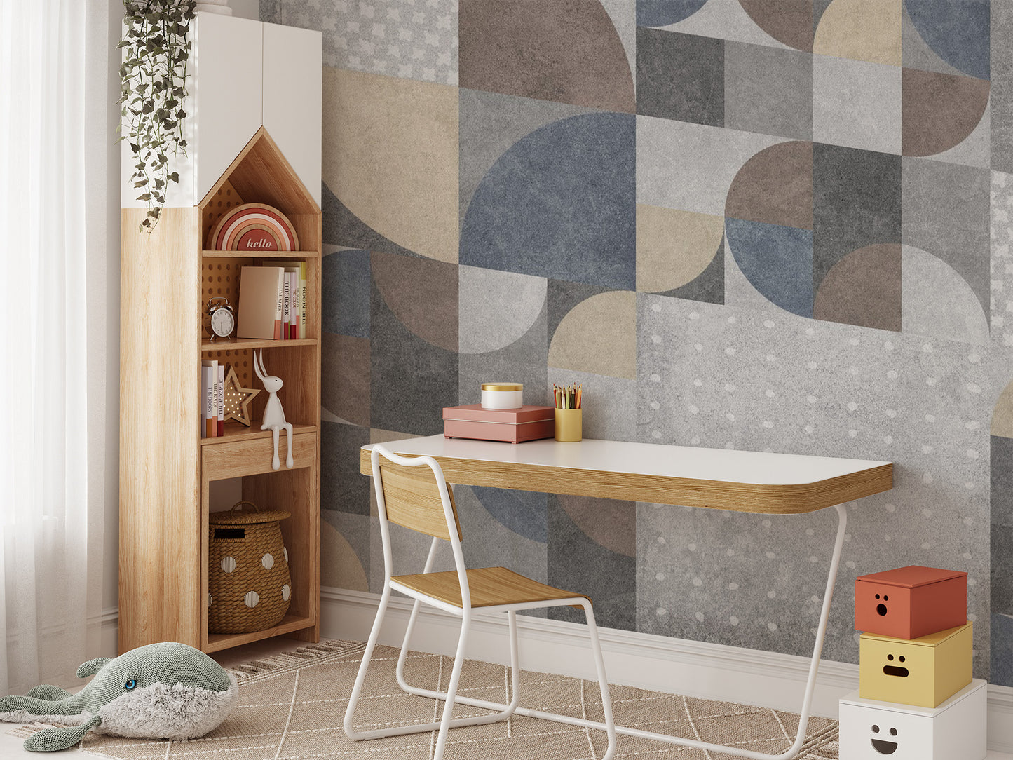 Textured Cement Abstract Geometric Wall Art
