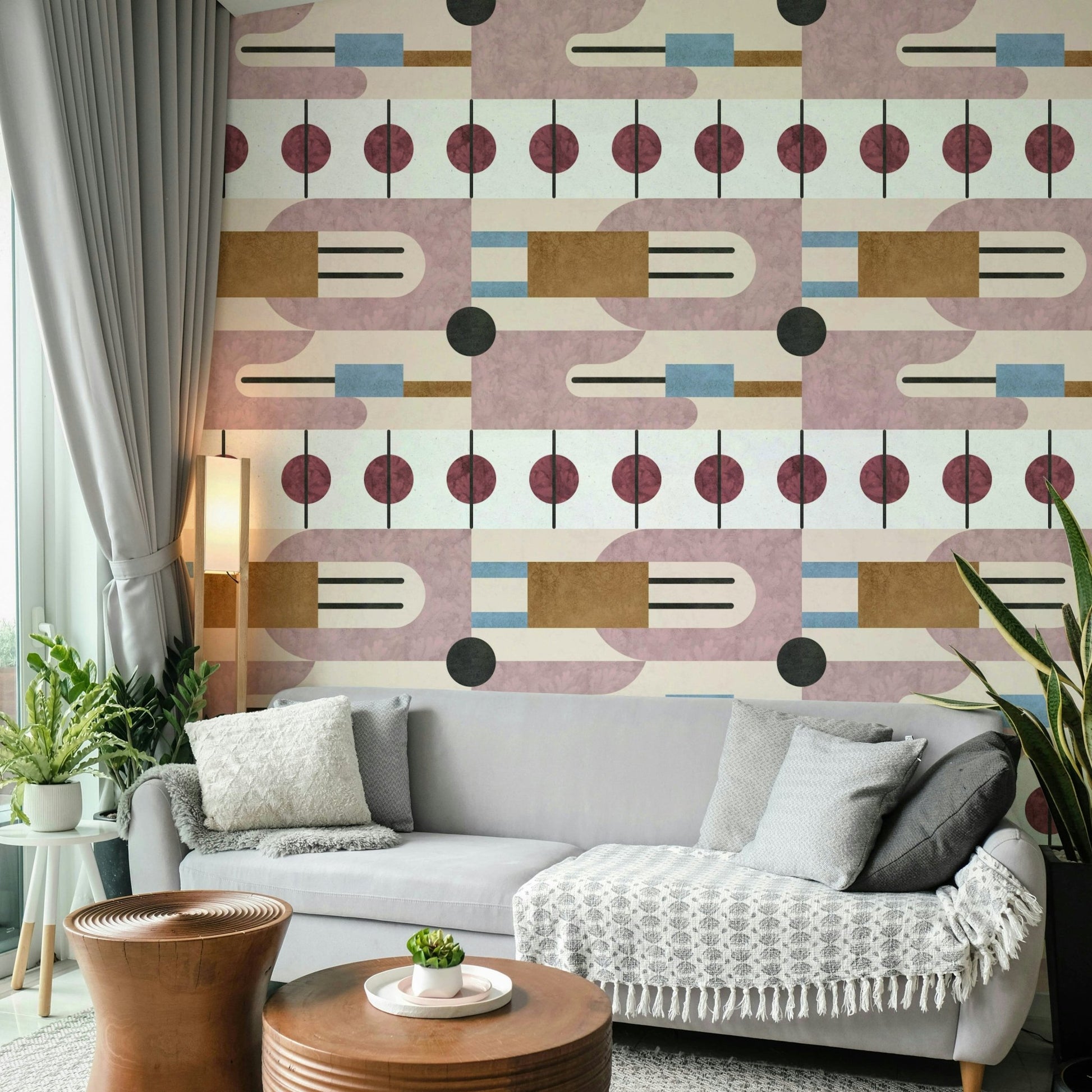 Abstract geometry wallpaper for relaxed interiors

