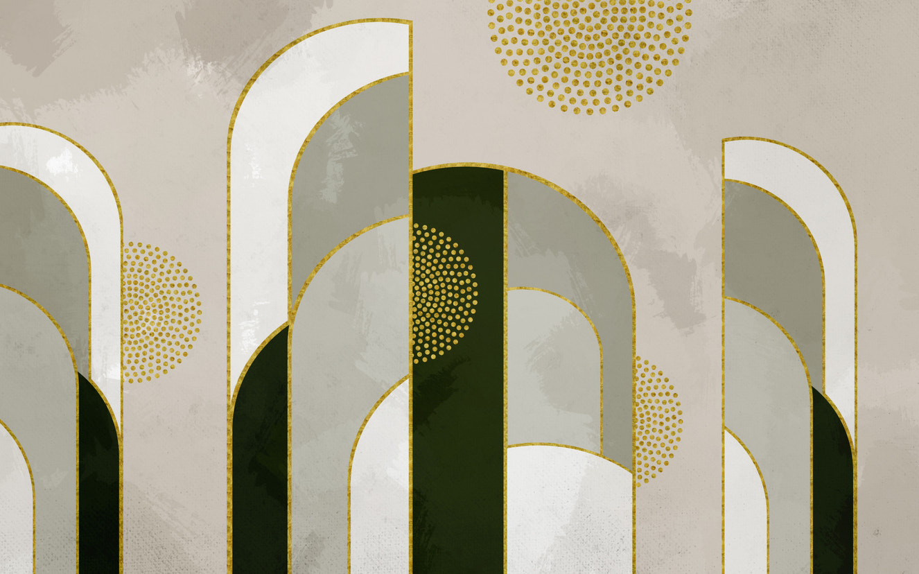Abstract Gold & Green Wall Mural