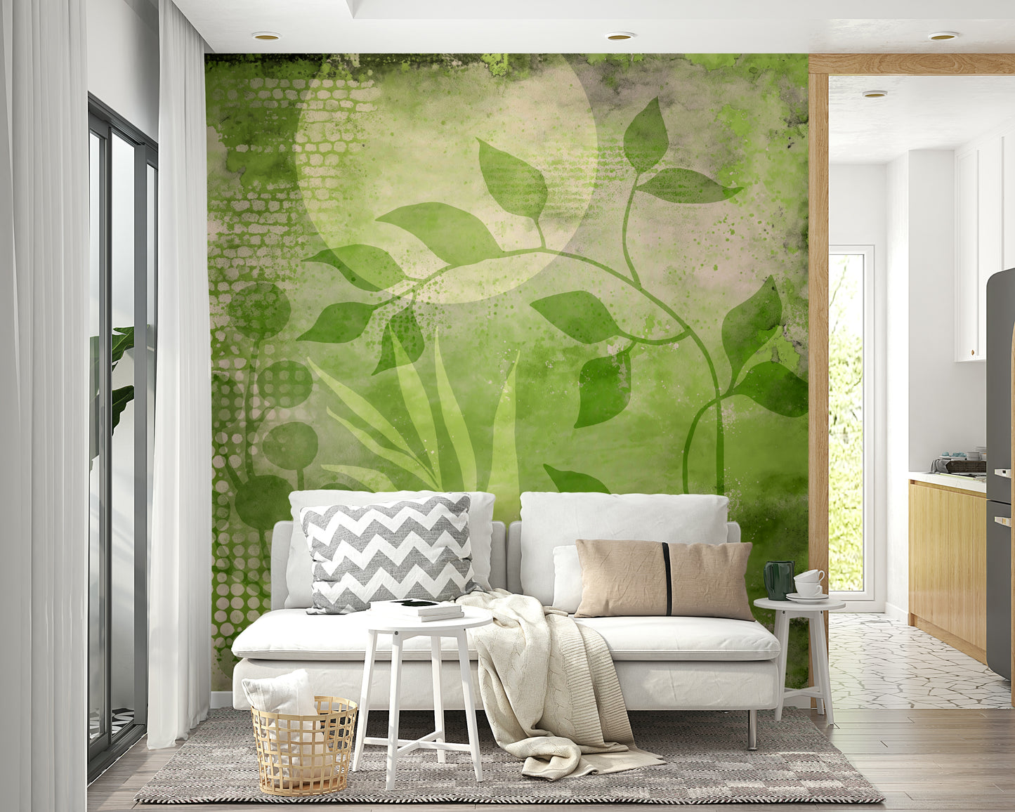 Mural wallpaper with modern abstract nature theme

