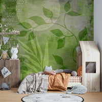 Calm abstract wallpaper with green-toned art forms

