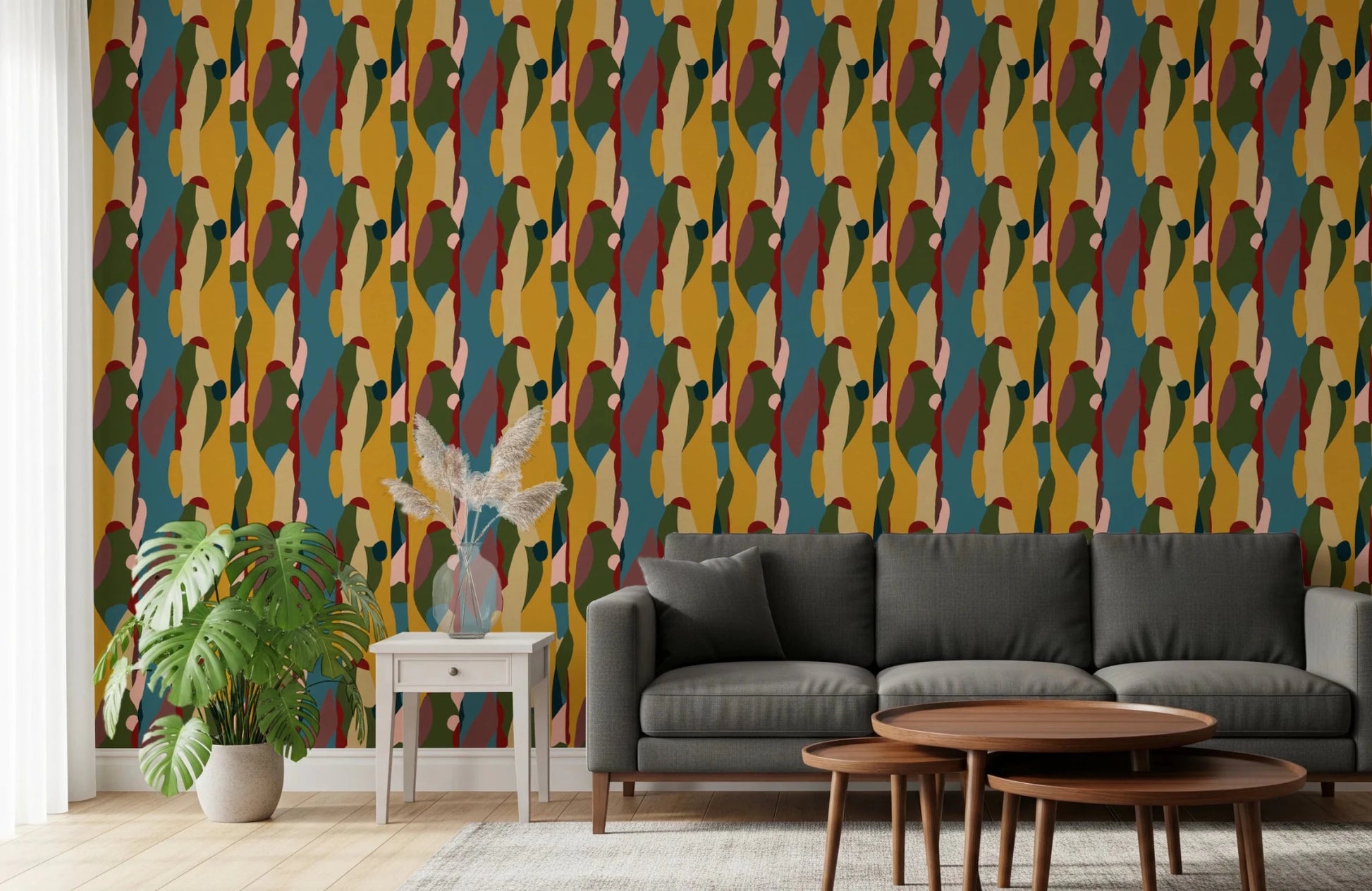 Vertical pattern repeat of Abstract Harmony Geometry Shapes Wallpaper style