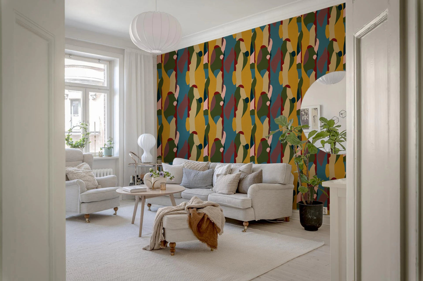 Visual depth in Abstract Harmony Geometry Shapes Wallpaper design